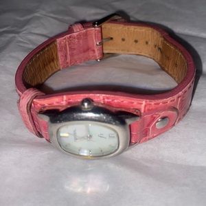 COPY - Pink Leather Fossil Watch with Mother of Pearl face